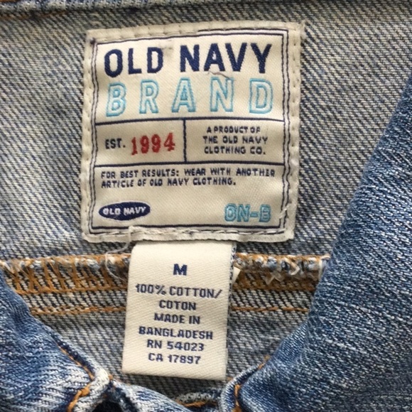 Old Navy Jean Jacket size M buttons front cuffs & back washable color blue #584 - Picture 6 of 10